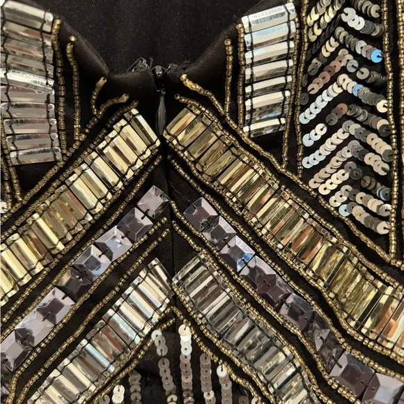 Peace + Love Black High Neck Embellished Bodycon Dress - Picture 14 of 16